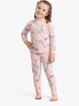 Lindex Kids' Cotton Magical Unicorn Pyjamas, Light Dusty Pink