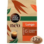 NESCAFÉ Dolce Gusto NEO Lungo - 72 Dosettes de café (6 boîtes de 12 dosettes) - Compatibles uniquement avec les machines à café