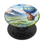Chat en ballon en forme d'œuf de vacances au-dessus du paysage PopSockets PopGrip Interchangeable