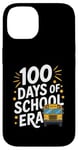 Coque pour iPhone 14 100 Days of School Era Graphique bus scolaire vintage