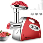 Electric Meat Grinder and Duty Household Sausage Maker Meats Mincer Food Red 