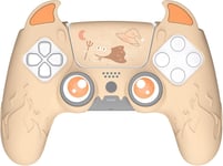 Protection Manette Pour Ps5 Avec Capuchon Joystick,Coque De Protection Compatible Avec Ps5 Station De Charge,Protège Manette Pour Ps5 Grip Avec Sticker Pavé Tactile-Orange(Cute Demon)