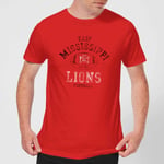 East Mississippi Community College Lions Football Distressed Men's T-Shirt - Red - XL