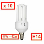 Stock X 10 Ampoule SYLVANIA Économie D'Énergie E14 11W Pot. 52W-CALDA-3 Tuyaux