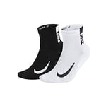 NIKE Men Multiplier Ankle One Quarter Socks 2pck. - Black(WH)/CG/Black(WH), S