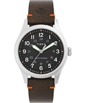 Timex Expedition North Montre pour hommes, 36 mm, bracelet marron écologique en deux parties, à ouverture rapide, cadran noir, boîtier en acier inoxydable TW2V64200