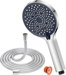 Pommeau de Douche avec tuyau 1,8m, Pommeau de Douche economie Deau 8L/Min, Pommeau de Douche anti calcaire avec 6 Types de Jets, Pommeau Douche Grande 130 mm Diamètre, Chromés