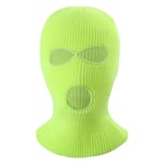 Vinter Helansikte Mask Tre-håls Balaclava Stickad Hatt Hals Damask - Fluorescerande gul