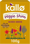 Kallo Mixed Seeds Veggie Thins Crackers | Healthy Snacks High Fibre, Gluten Free, Plant Protein & Baked |100g Single Pack