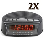 2X Lloytron AM/FM Radio Alarm Clock LED Display Bedside Sleep Timer & Snooze