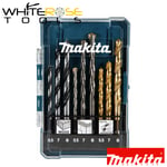 Makita Drill Bit Set Metal Wood Masonry Bits in Case 9pc Timber Steel D-71978