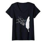 Womens Feather with Free Birds Liberation Inspirational V-Neck T-Shirt