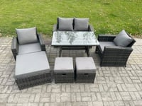 Rattan Wicker Garden Furniture Patio Conservatory Sofa Set with Rectangular Dining Table Armchair 2 Seater Sofa