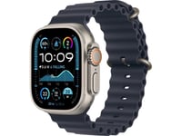 Apple Watch Ultra 2 - 49 Mm - Naturlig Titan - Smart Klocka Med Ocean-Armband - Fluorelastomer - Marin - Handledsstorlek: 130-200 Mm - 64 Gb - Lte, Wi-Fi 4, Uwb, Bluetooth - 4G - 61,4 G