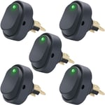 5 pièces 12V 30A spst 3 broches on/off rond point led lumière bouton-poussoir interrupteur à bascule pour voiture ASW-20D-BU,Vert