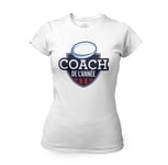 T-Shirt Femme Col Rond Coach De L'année Rugby Sport Ballon Stade Xv