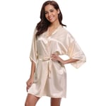 GROPC Women Satin Dressing Gown,Valentines Day Sexy Lingerie Silk Silky Solid Color Babydoll Kimono Bridal Bridesmaid Wedding Short Robe Dress Bathrobe Nightie Sleepwear,Champagne,3Xl