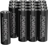 POWEROWL Piles Rechargeables AA 2800mAh 1,2V Ni-MH LR6 Batterie Rechargeable 1200 Cycles Haute capacité avec Emballage écologique Lot de 16