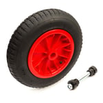 3.50-8 Wheel Pneumatic Tyre & Axle 14 Inch Red 1" Bore Fishing Barrow Trolley