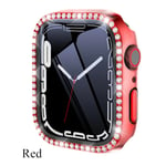 Diamantglas+ fodral för Apple Watch Case 45 mm 41 mm 40 mm 44 mm 42 mm 38 mm Bling Bumper+ skärmskydd iwatch Series 9 8 7 3 6 SE Red Series 789 45MM