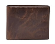 Fossil Portefeuille pour hommes Derrick, Portefeuille en cuir marron foncé 11,43 cm L x 1,9 cm l x 8,89 cm H ML3681201