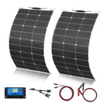 200W Flexible Solaire Module Kit 2 * 100W 18V Monocristallin Photovoltaïque Module 20A contrôleur pour charger des batteries 12V - mobil-homes, caravanes, bateaux, toits(200)