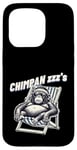 Coque pour iPhone 15 Pro Jeu de mots drôle de singe chimpanzé « Chimpan-zzz »