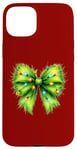 iPhone 15 Plus Green Christmas Bow with Lights Case