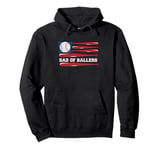 Dad of Ballers American Flag Funny Baseball Papa Fathers Day Pullover Hoodie