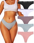 FINETOO Lot de 5 Strings en Coton pour Femmes Thongs à Ceinture Sport Caleçon Souple Femmes sous-vêtements Multipack S-XL