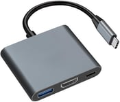 USB C to HDMI, 3 in 1 HDMI C Digital AV Adapter, 3.0, Gray 3 Ports 