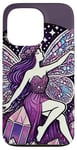 Coque pour iPhone 13 Pro Illustration de fée en cristal violet améthyste