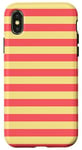 Coque pour iPhone X/XS Rose pêche jaune rayé girly esthétique Preppy Stripes