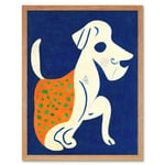 Henri Matisse Inspired White Dog With Polka Dot Orange Coat Art Print Framed Poster Wall Decor 12x16 inch