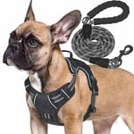 Haapaw Heavy Duty Tactical Dog Harness for Medium Dogs, No Pull Adjustable Pet Harness Reflective Service Training Easy Control Pet Vest Military K9 Working Dog Harnesses- Medium, Black