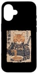 Coque pour iPhone 16 Samurai Cat Loves Ramen Anime Drôle Anime Art Japonais Samouraï