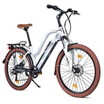 BLUEWHEEL - E-Bike BXB85 26" - VTT Electrique - Dérailleur Shimano 7 Vitesses - Moteur 250W - 25km/h - Batterie Rechargeable Amovible - Autonomie 150km - Écran De Bord Multifonctionnel - Blanc