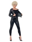 Smiffys Grease Sandy Final Scene Costume in Black for Adults, Jacket, Top, Leggings, and Belt, Officially Licensed, Leather-Look Jacket with Official Logo, Ideal for Group Fancy Dress