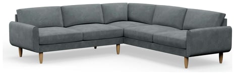 Hutch Velvet Round Arm 7 Seater Corner Sofa - Slate Grey