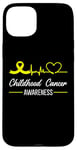 Coque pour iPhone 15 Plus Ruban jaune pour sensibilisation au cancer de l'enfance Love Heartbeat