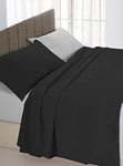 Italian Bed Linen CL-NC-Nero/Grigio chiaro-1P Natural Color ensemble de draps de lit, Noir/Gris clair, Single, 100 % Coton