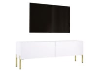 Meuble TV Blanc Mat Avec Pieds Or, 140 X 52 X 32 Cm