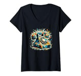 Womens Polygon Art Vintage Telephone Landline Dial V-Neck T-Shirt