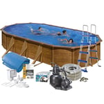 Poolpaket Swim & Fun Brown Steel Oval Baspaket 120 cm Djup