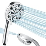 Cuteefun Shower Head and Hose 1.5m, 10 Spray Modes Handheld Shower, 15 Stage Hard Water Filter Shower Head, Universal Water Softener Showerhead High Pressure, Power Shower Head for Low Water Pressure