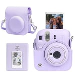 CAIYOULE Étui instantané pour Appareil Photo Fuji Instax Mini 12, étui de Transport en Cuir synthétique avec Album Photo Instax Mini 64 Poches, Violet Lilas, Lilas/Violet, Jeune et énergique