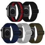 chinbersky 5 Pack Watch Strap Compatible with Apple Watch Straps 49mm 45mm 44mm 42mm, Adjustable Elastic Stretchy Nylon Sport Solo Loop Replacement Bands for iWatch Series Ultra/8/7/6/5/4/3/2/1/SE