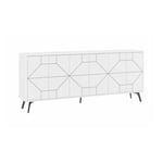 Buffet Elysium, Buffet du salon, Commode de salon, Garde-manger de cuisine, 184x35h77 cm, Blanc