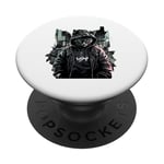 Chat Cyberpunk japonais style Tokyo Kitty PopSockets PopGrip Adhésif