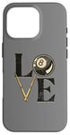 Coque pour iPhone 16 Pro Snooker table de billard boules de billard "LOVE" billard